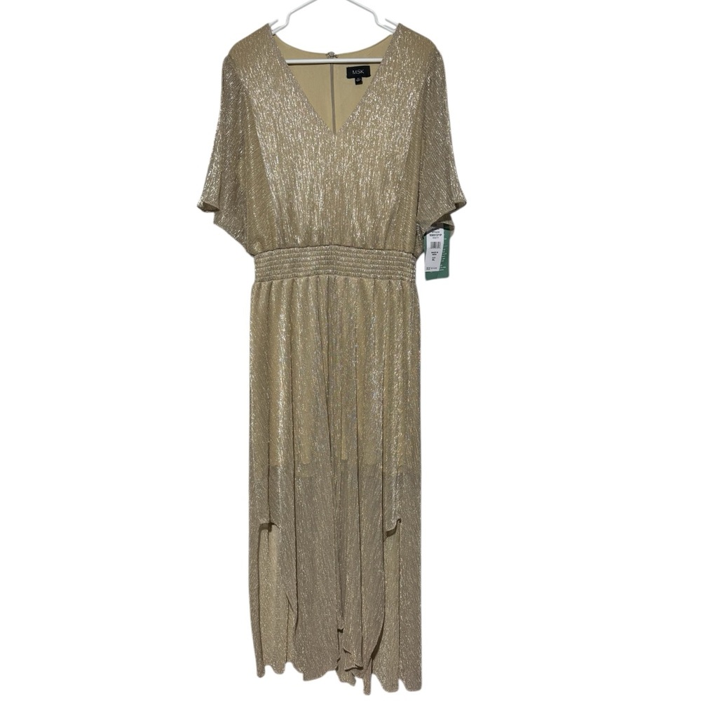 MSK NWT Gold Maxi Dress Size‎ XL NYE Holiday Christmas Wedding MOTB Party Formal